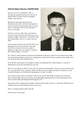A preview of a PDF biography for Hendren, Keith Robert